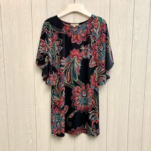 Trina Turk Black Multicolor Kimono Sleeve Mini Dress XS